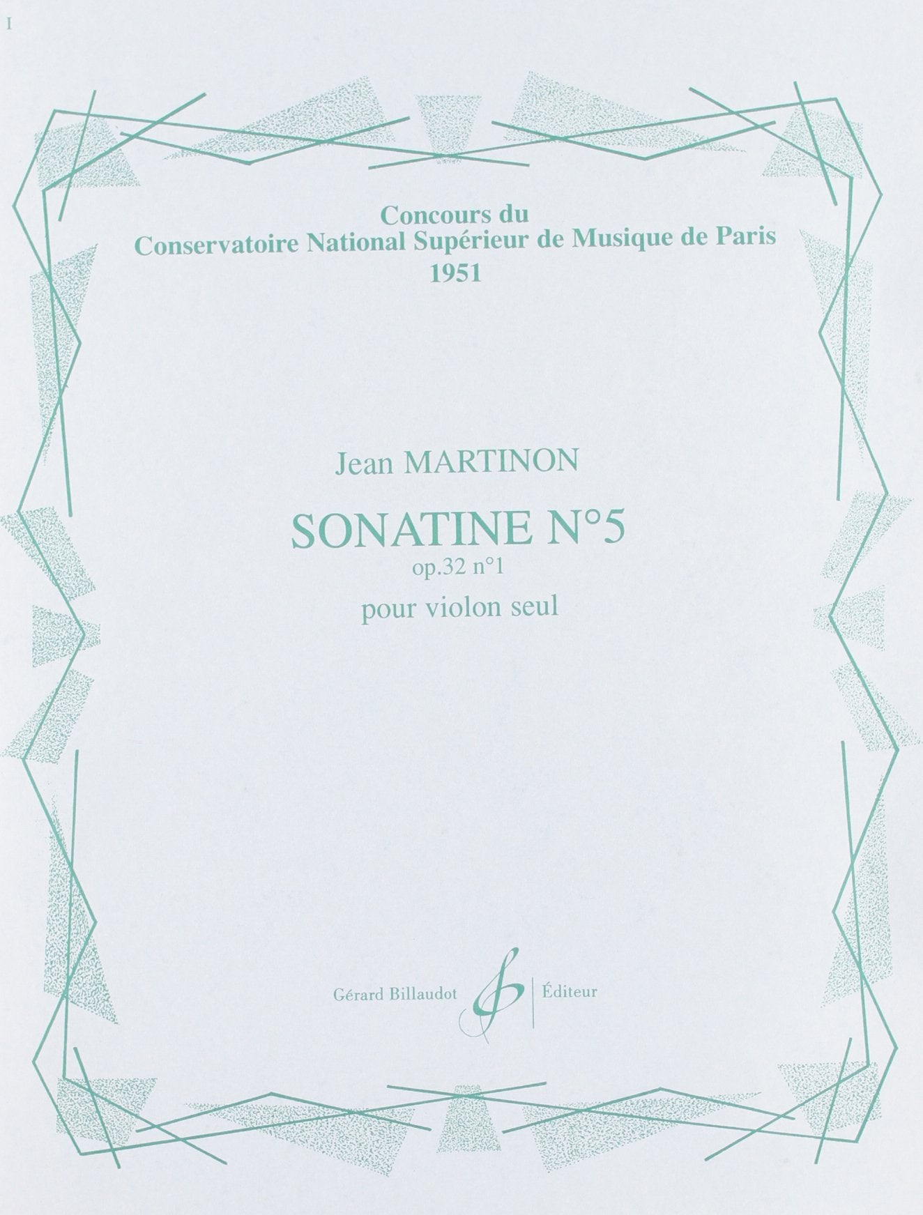 Martinon: Sonatina No.5 for Solo Violin, Op. 32, No.1