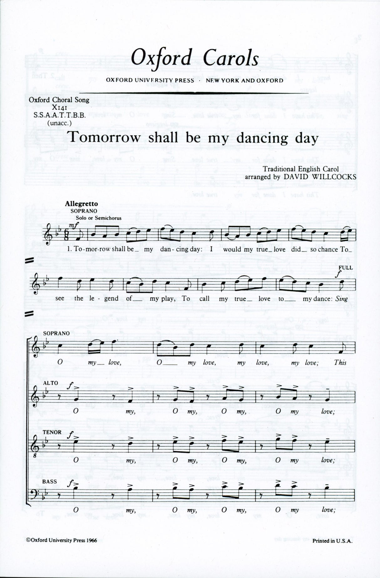 Willcocks: Tomorrow shall be my dancing day