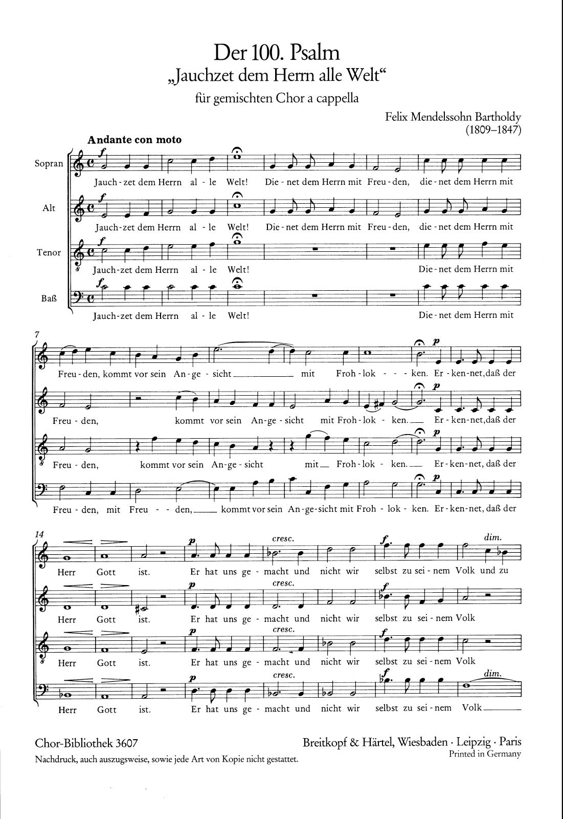 Mendelssohn: Psalm 100, MWV B 45