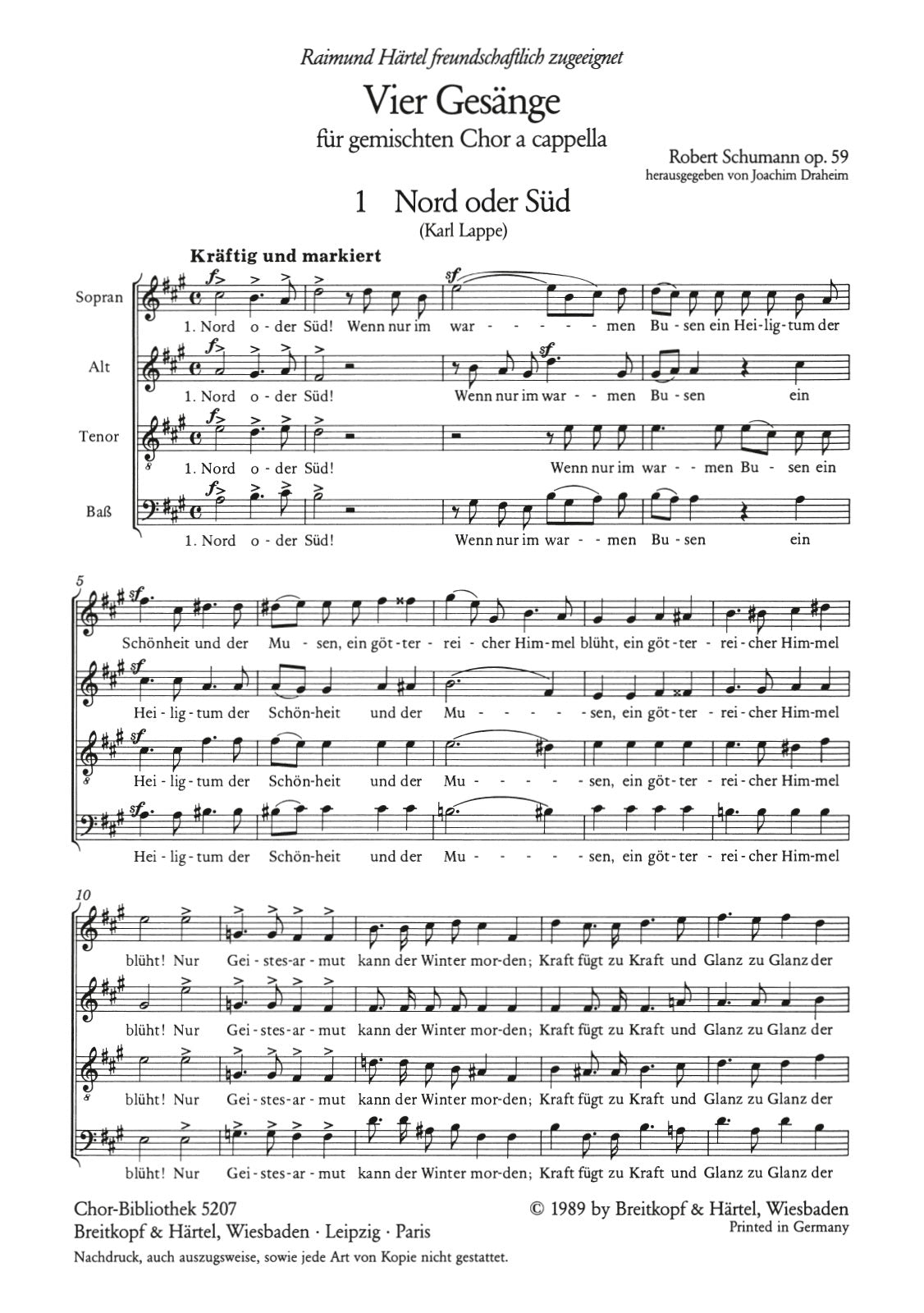 Schumann: 4 Gesänge, Op. 59