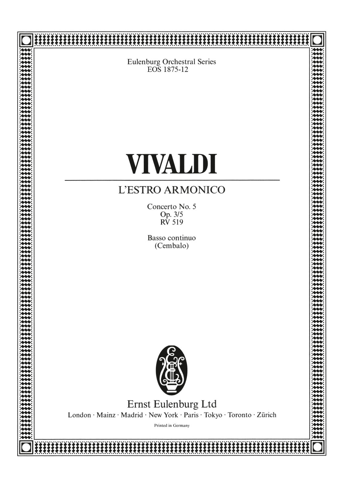 Vivaldi: L'Estro Armonico, RV 519, Op. 3, No. 5