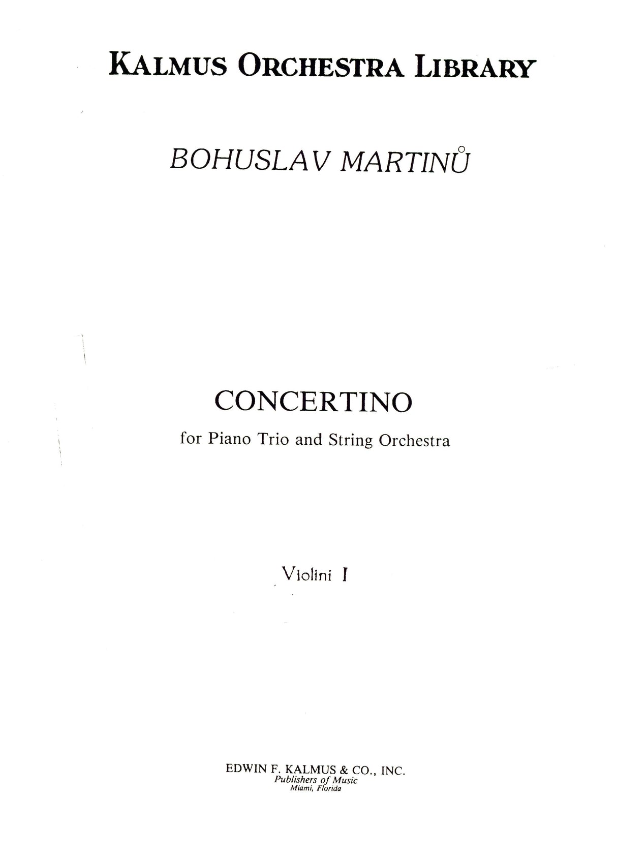 Martinů: Concertino for Piano Trio and Strings, H. 232