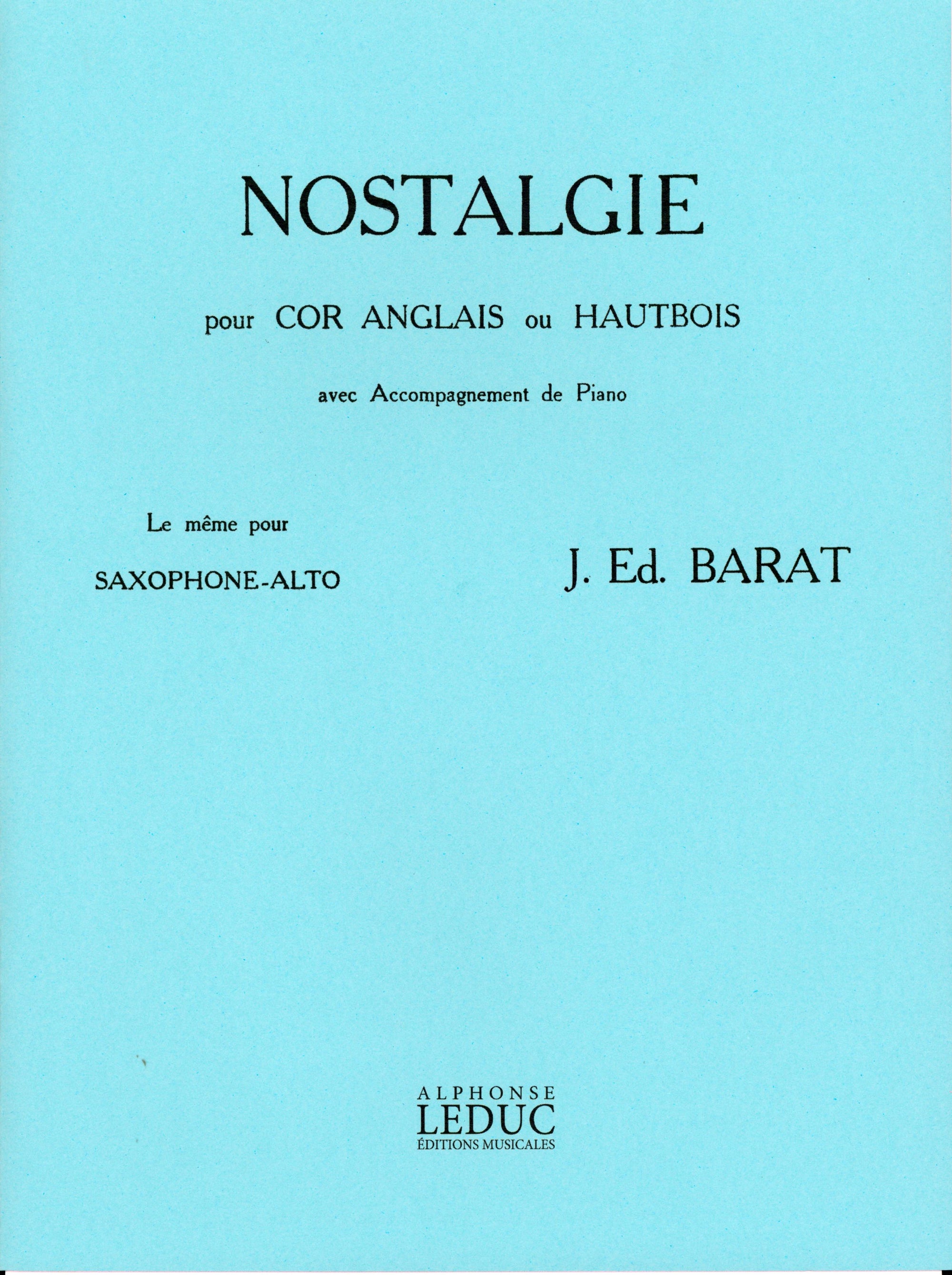 Barat: Nostalgie - Edition for Oboe