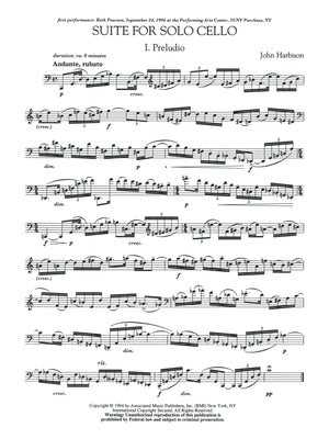 Harbison: Suite for Solo Cello