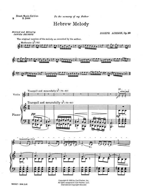 Achron: Hebrew Melody, Op. 33 (ed. Heifetz)
