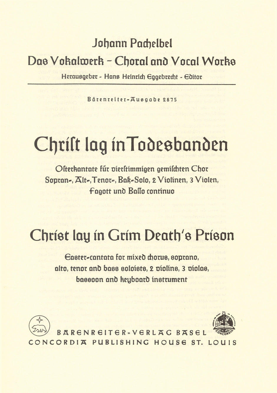 Pachelbel: Christ lay in grim death's prison