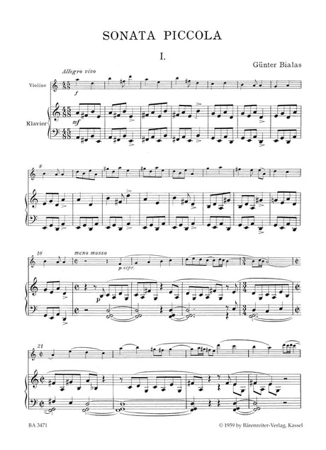 Bialas: Sonata piccola for Violin and Piano