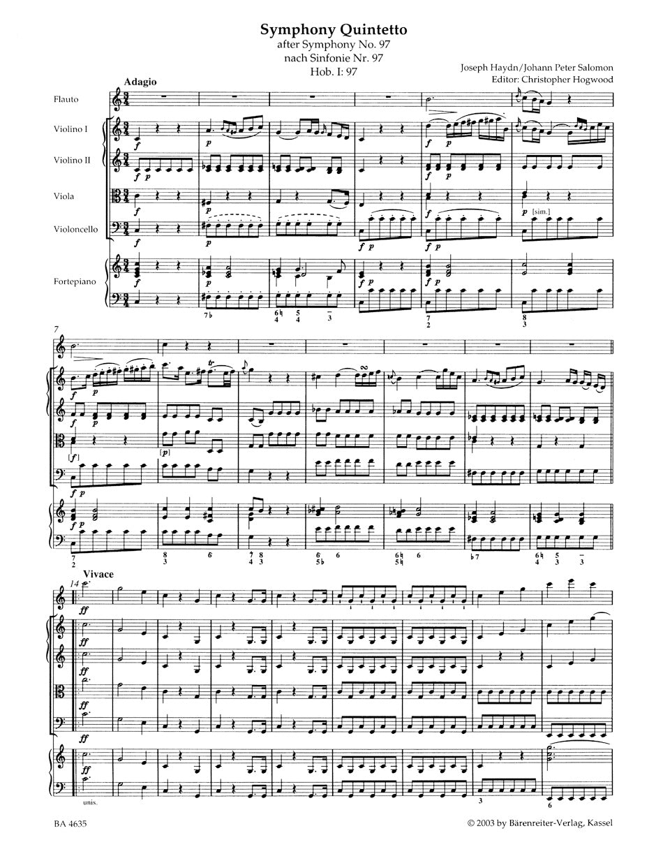Haydn-Salomon: Symphony Quintetto