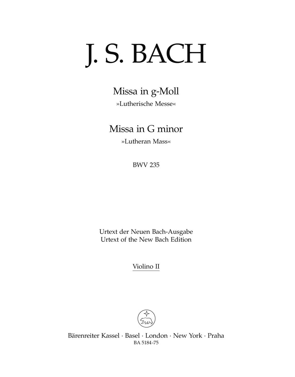 Bach: Mass in G Minor, BWV 235
