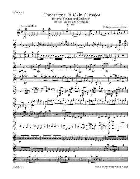 Mozart: Concertone for 2 Violins in C Major, K. 190 (186e)