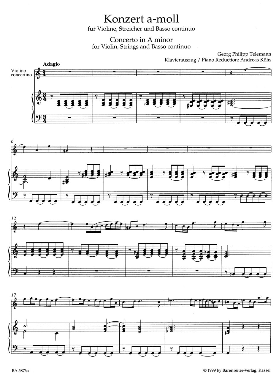 Telemann: 3 Violin Concertos, TWV 51:a1, 51:D9, and 51:g1