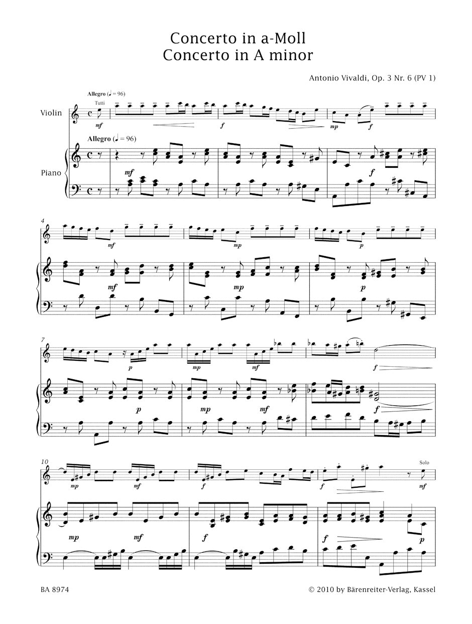 Vivaldi: Violin Concerto in A Minor, RV 356, Op. 3, No. 6