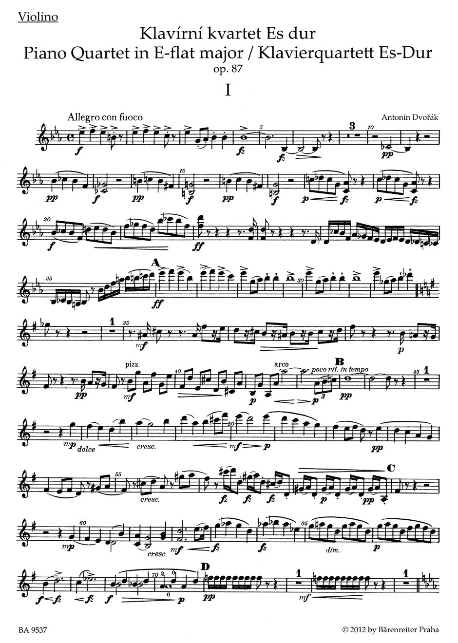 Dvořák: Piano Quartet in E-flat Major, Op. 87