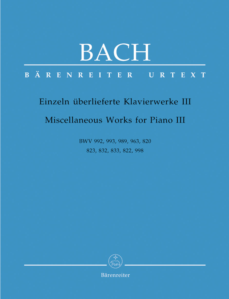 Bach: Miscellaneous Works for Piano - Volume 3
