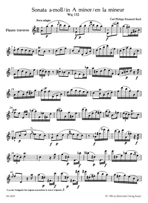 C.P.E. Bach: Flute Sonata in A Minor, Wq. 132