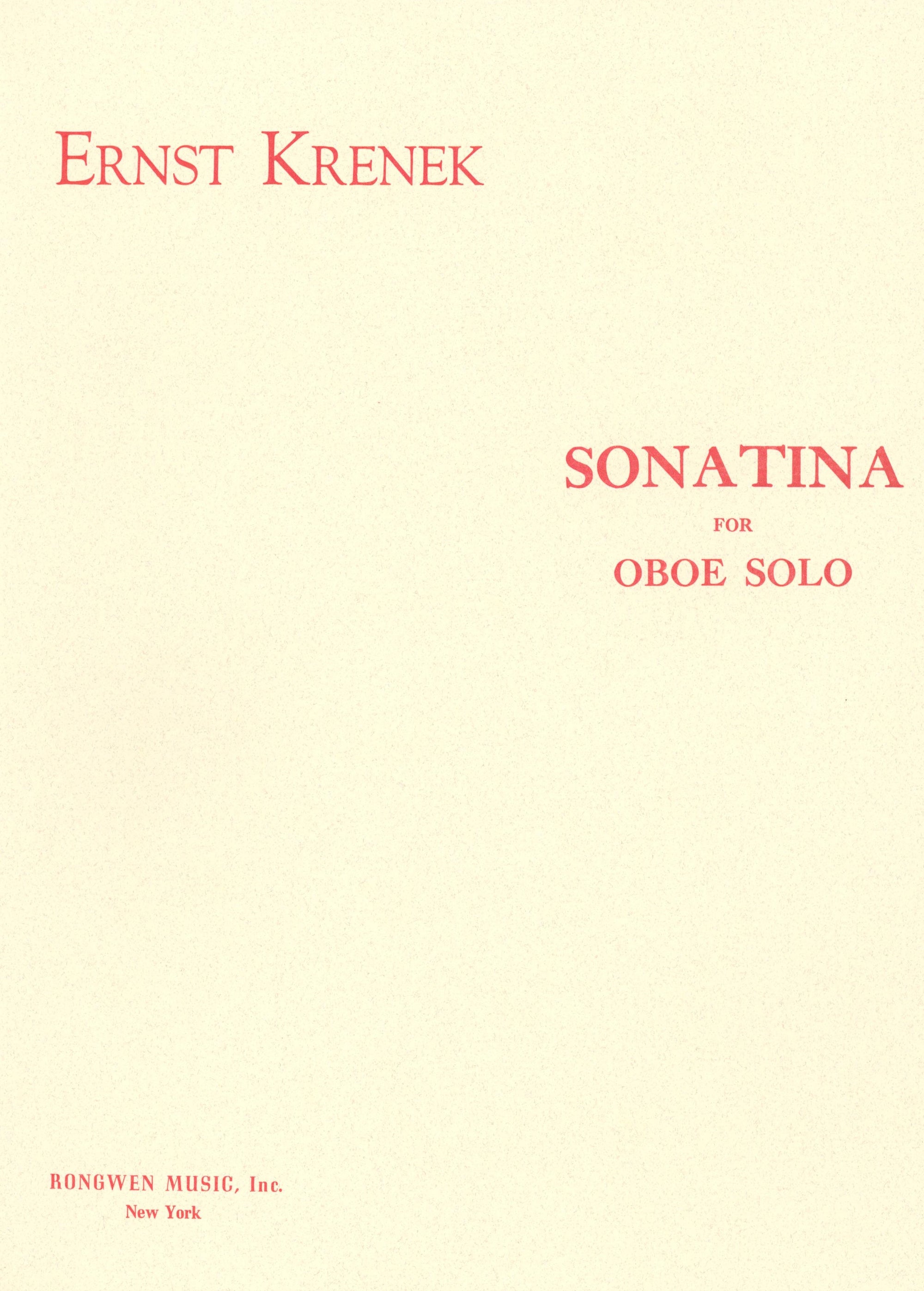 Krenek: Sonatina for Solo Oboe