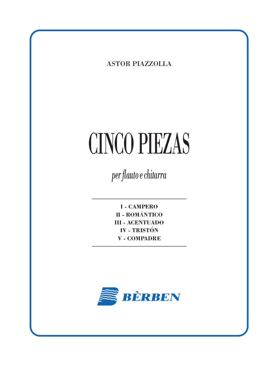 Piazzolla: Cinco Piezas (arr. for guitar & flute)