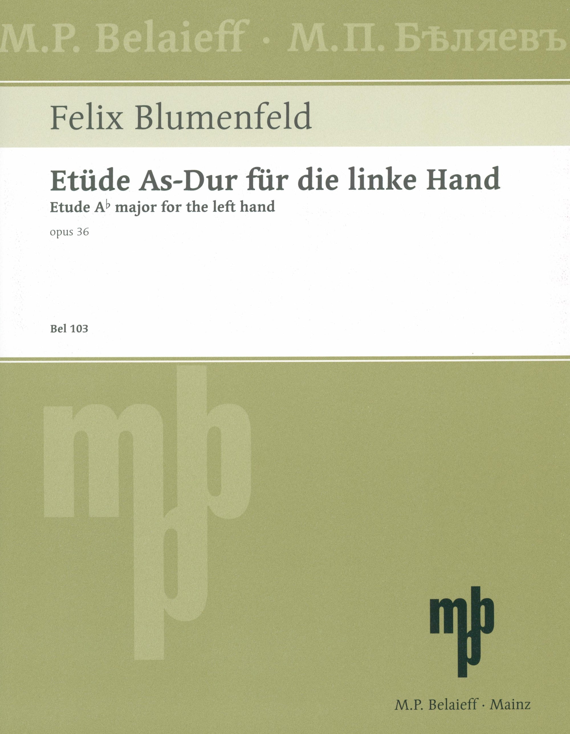 Blumenfeld: Etude for the Left Hand in A-flat Major, Op. 36