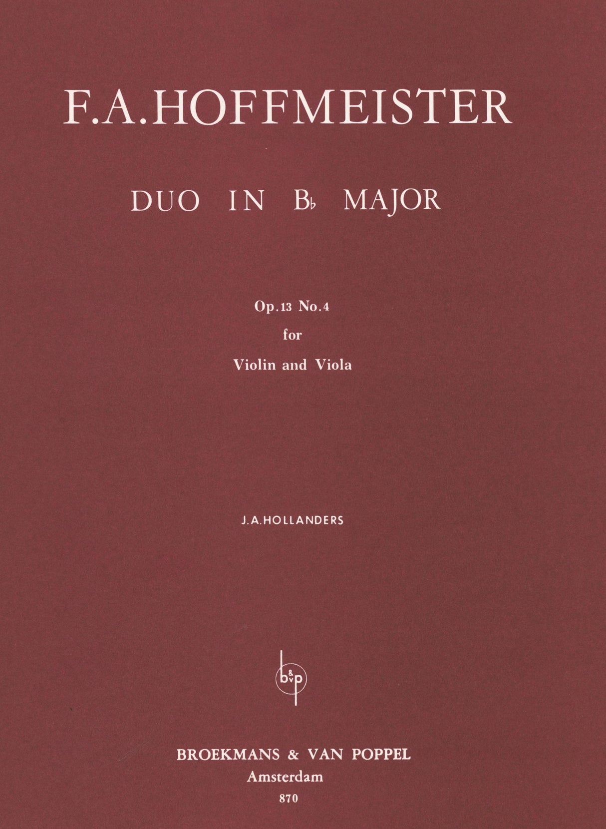 Hoffmeister: Duo in B-flat Major, Op. 13, No. 4