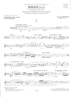 Decruck: Sonata in C-sharp Minor for Alto Saxophone or Viola