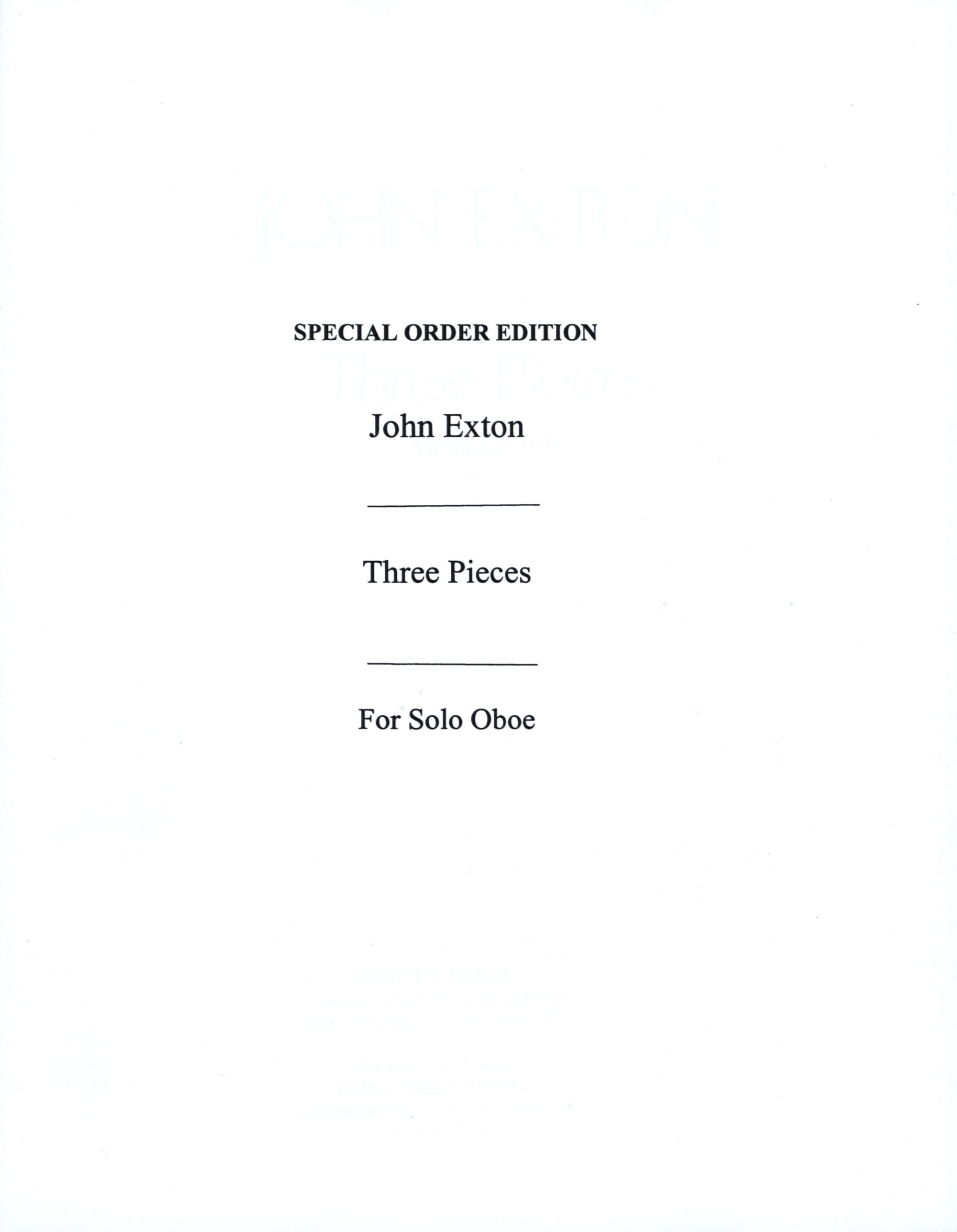 Exton: 3 Pieces for Solo Oboe