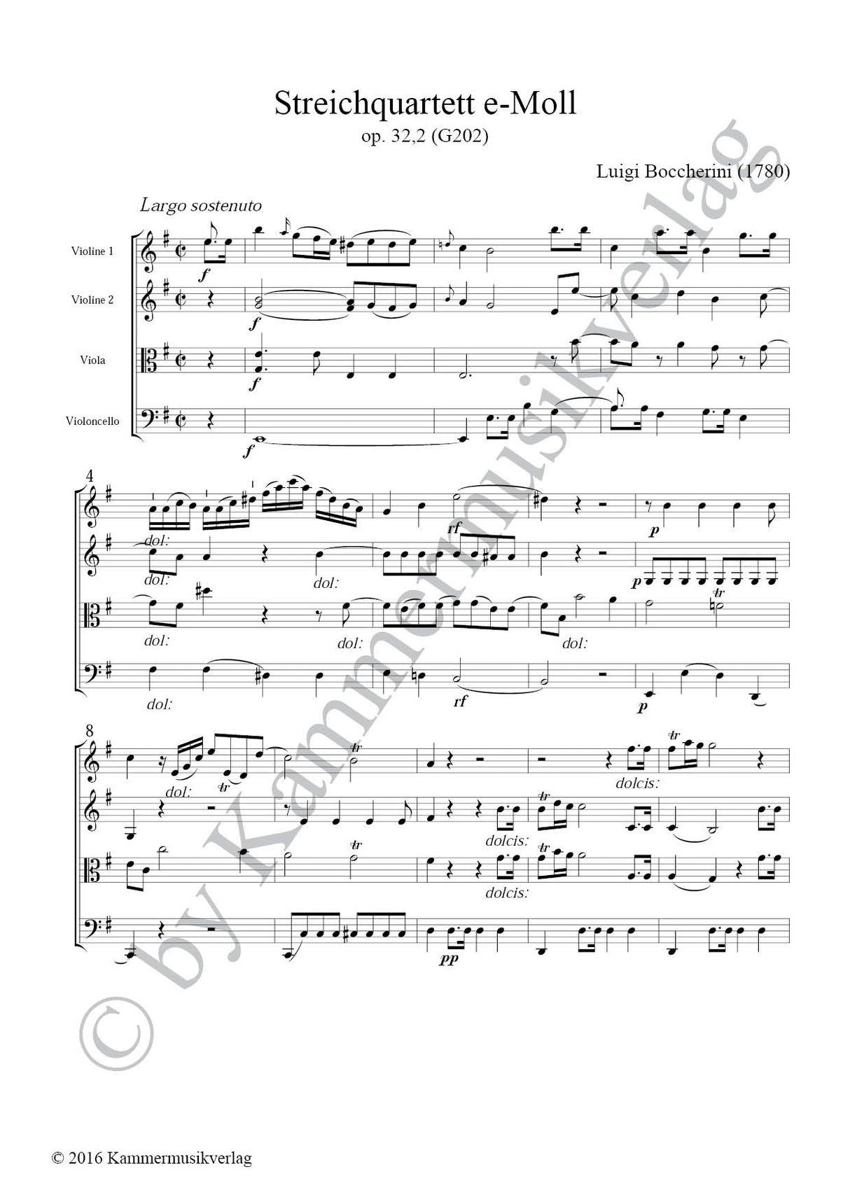Boccherini: String Quartet in E Minor, G 202, Op. 32, No. 2