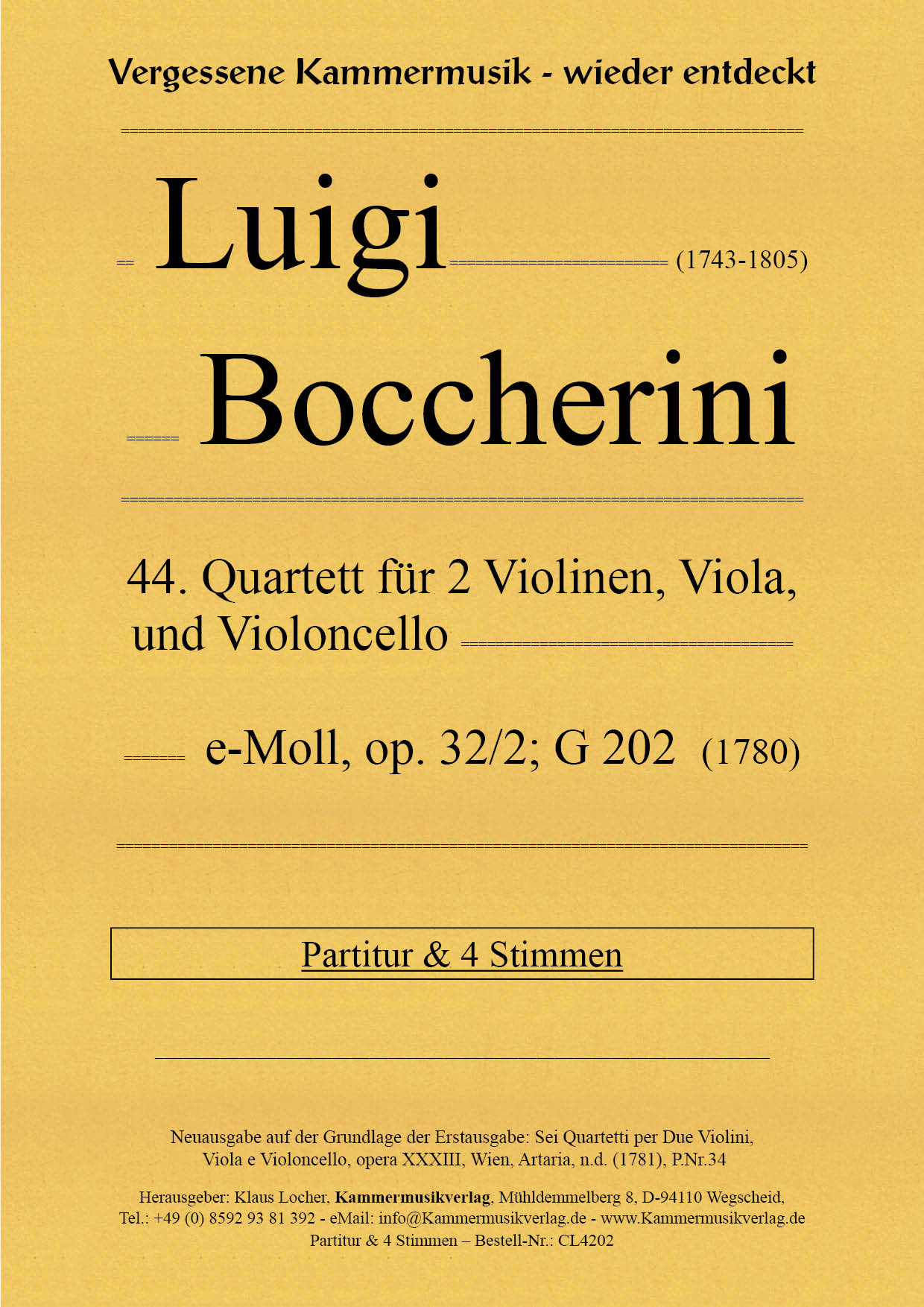 Boccherini: String Quartet in E Minor, G 202, Op. 32, No. 2