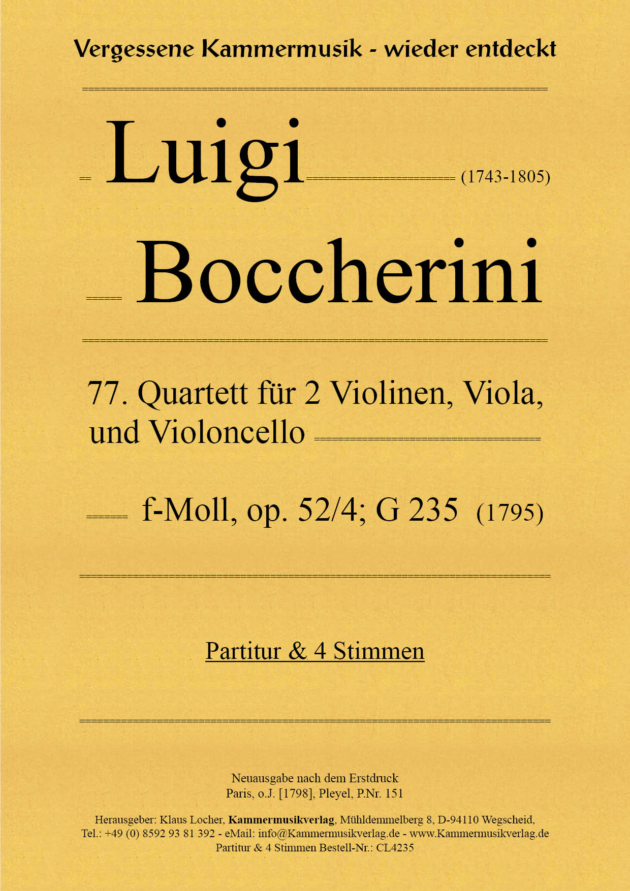 Boccherini: String Quartet in F Minor, G 235, Op. 52, No. 4