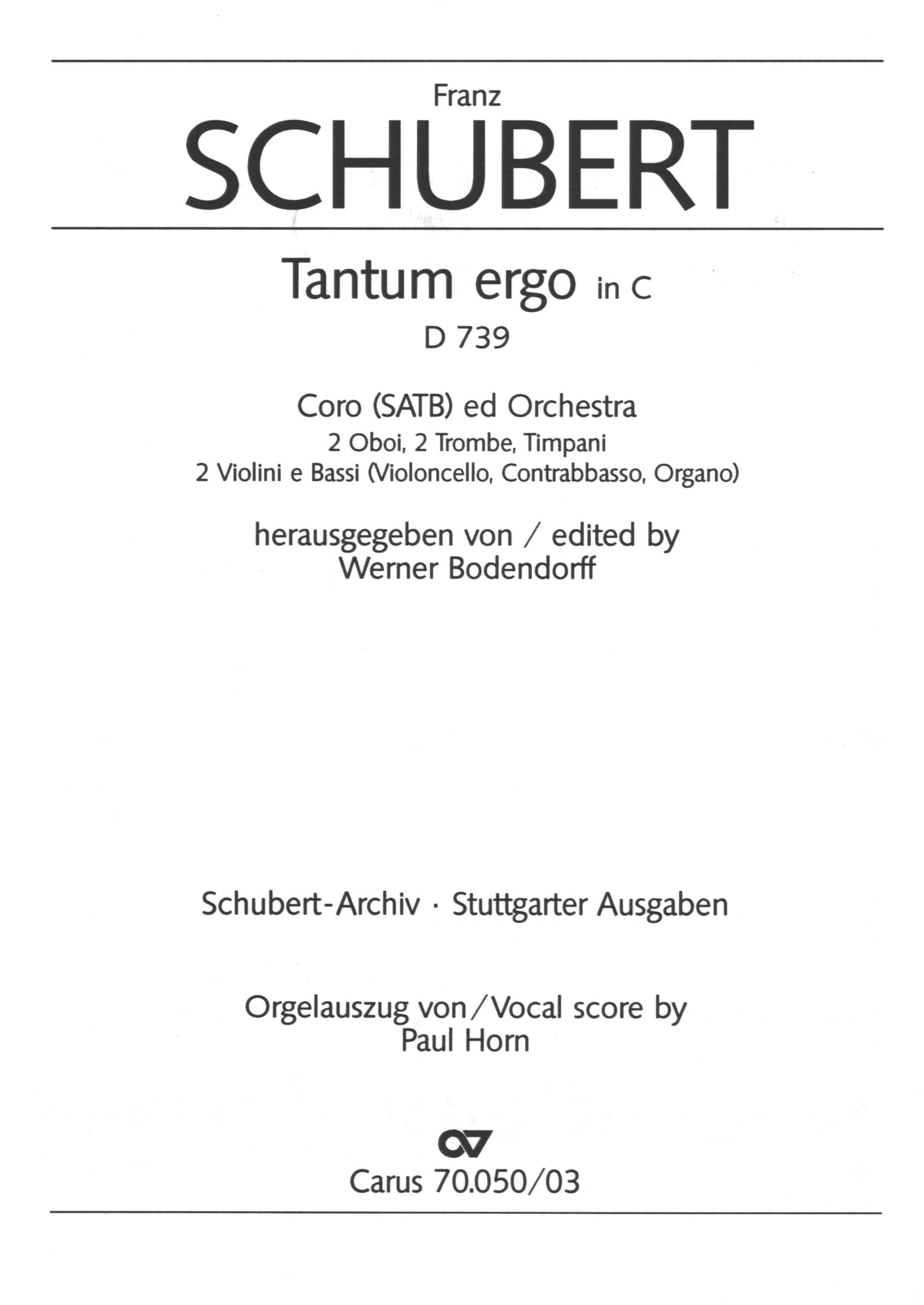 Schubert: Tantum ergo in C Major, D. 739