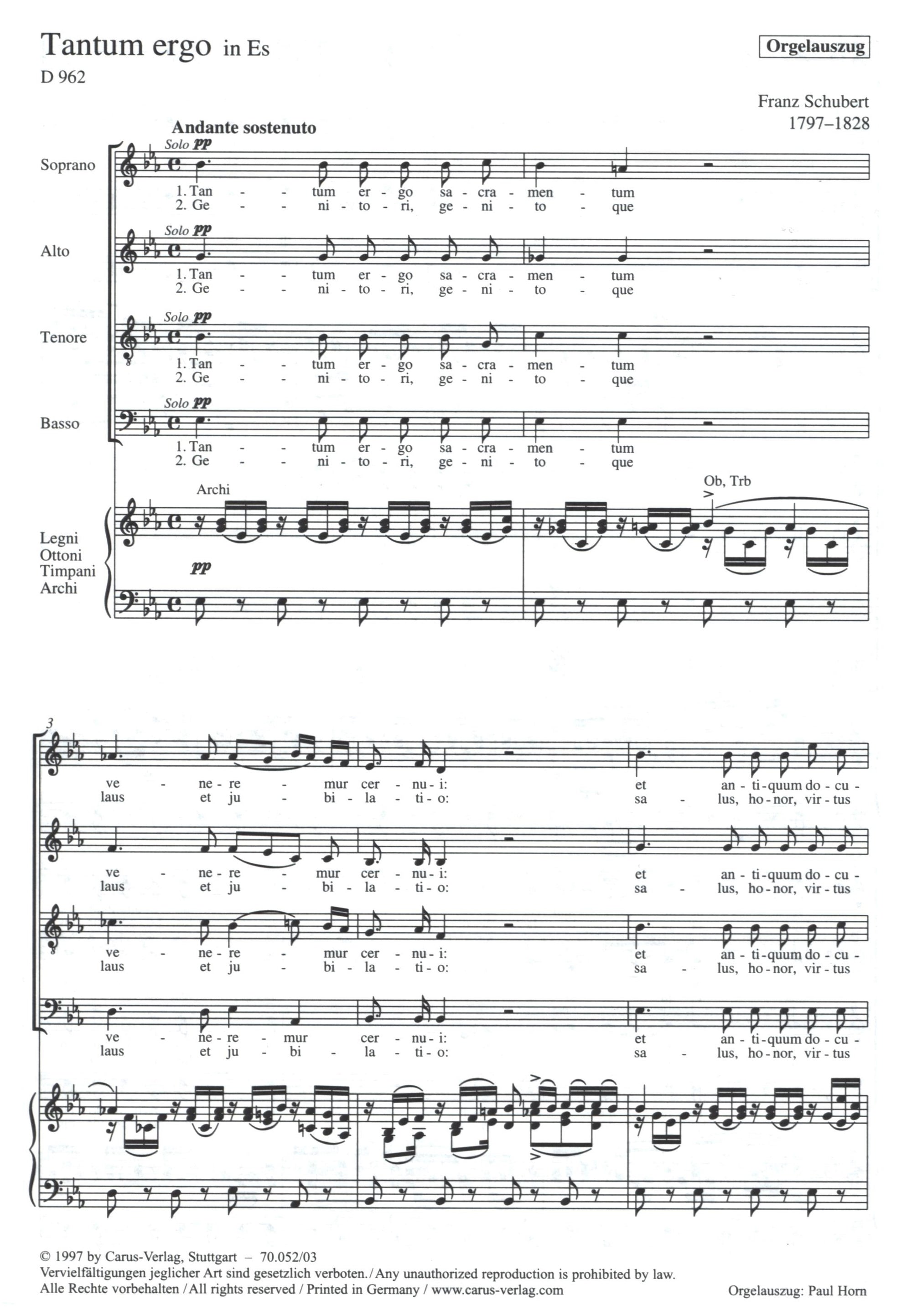 Schubert: Tantum ergo in E-flat Major, D. 962