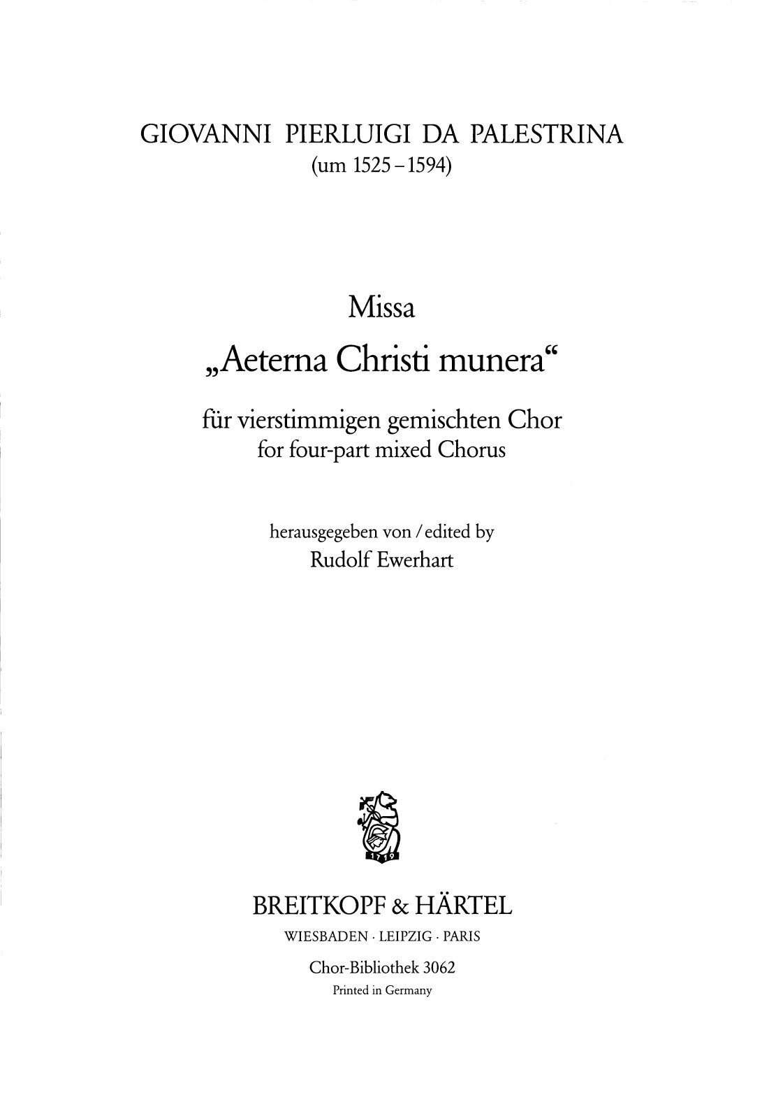 Palestrina: Missa "Aeterna Christi munera"