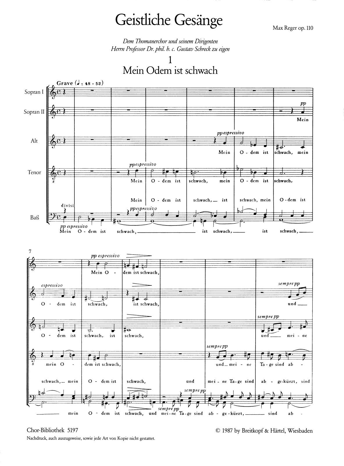 Reger: Sacred Songs, Op. 110