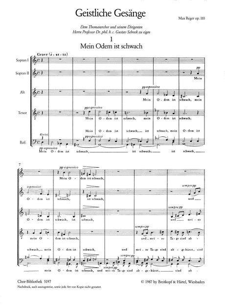 Reger: Sacred Songs, Op. 110