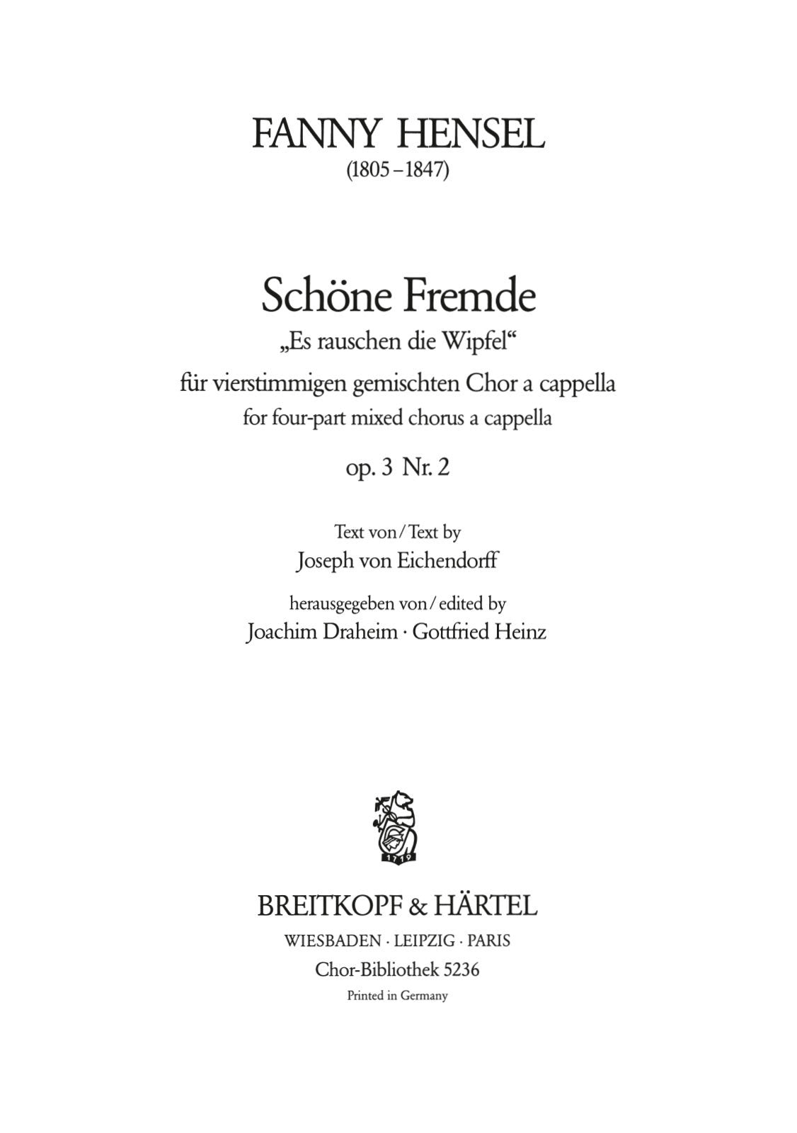 Hensel: Schöne Fremde, Op. 3, No. 2