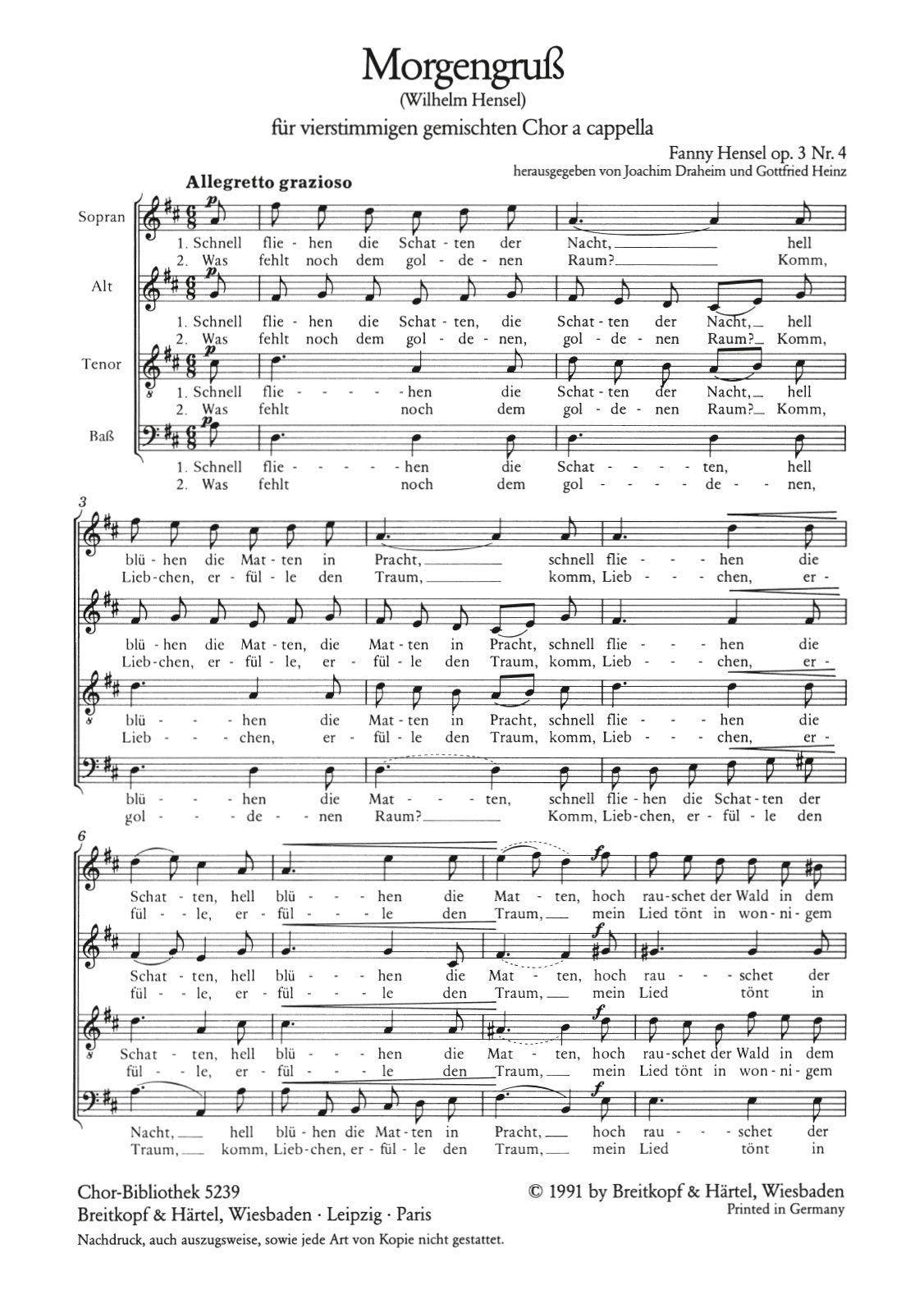 Hensel: Morgengruss, Op. 3, No. 4