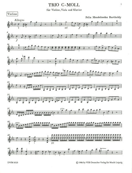 Mendelssohn: Piano Trio in C Minor, MWV Q 3