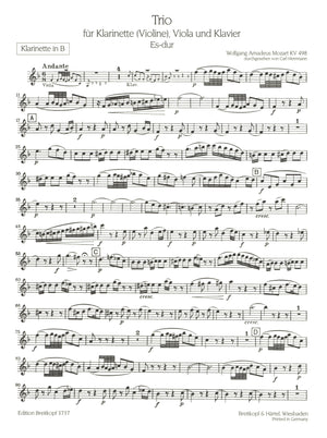 Mozart: Trio for Piano, Clarinet or Violin, Viola in E-flat Major ("Kegelstatt Trio"), K. 498