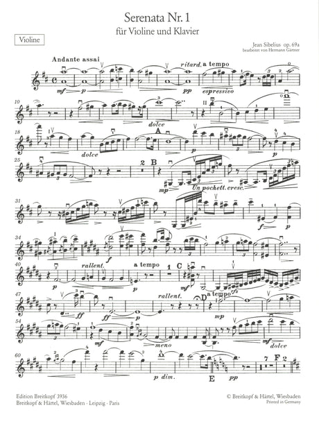 Sibelius: Serenata No. 1 in D Major, Op. 69a