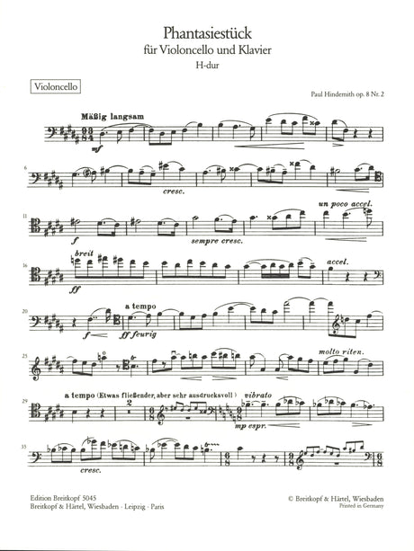 Hindemith: Fantasy Piece in B Major, Op. 8, No. 2
