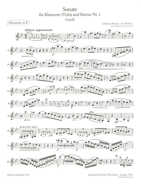 Brahms: Clarinet Sonata in F Minor, Op. 120, No. 1