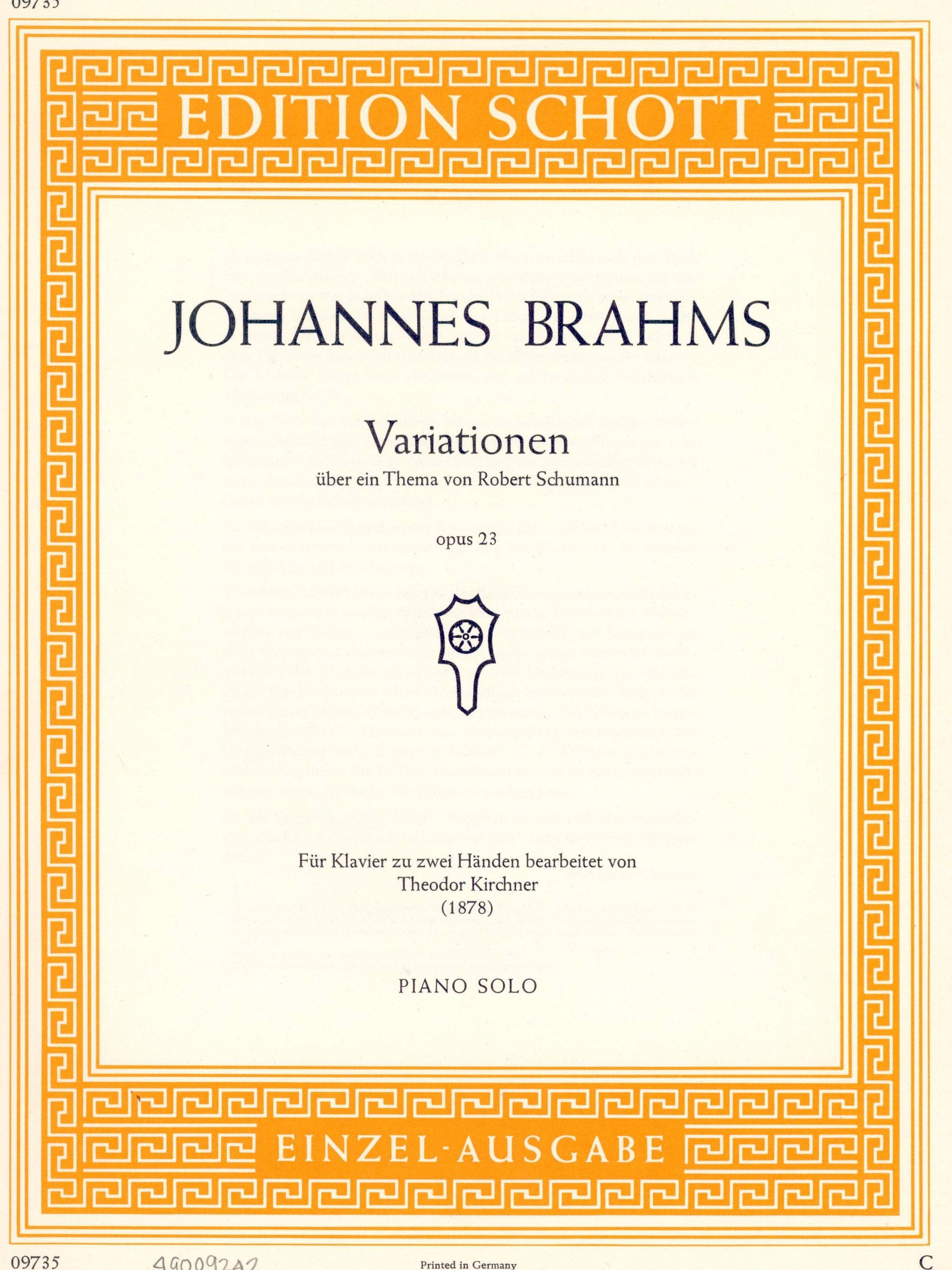 Brahms: Variations on a Theme of Schumann, Op. 23 (arr. for piano)