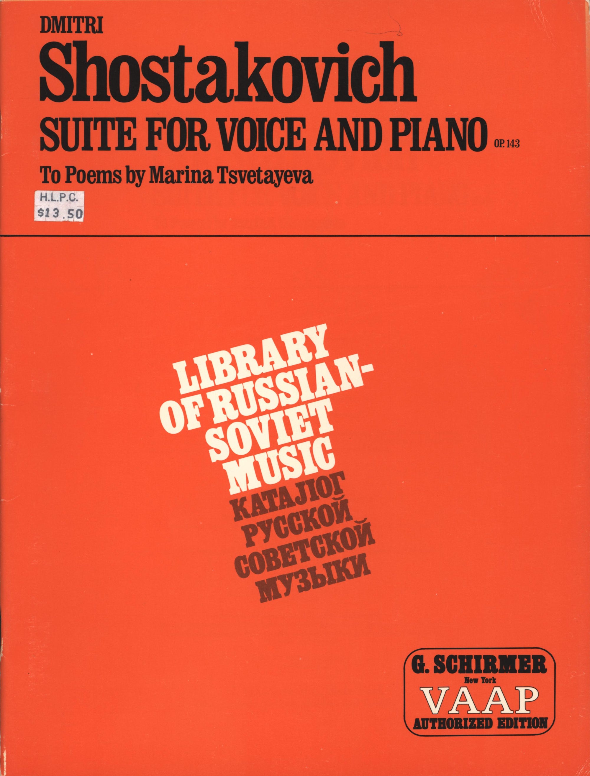 Shostakovich: 6 Poems of Marina Tsvetayeva, Op. 143