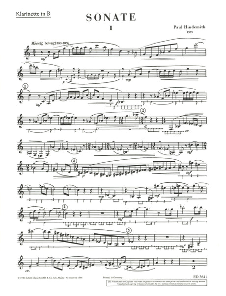 Hindemith: Clarinet Sonata in B-flat