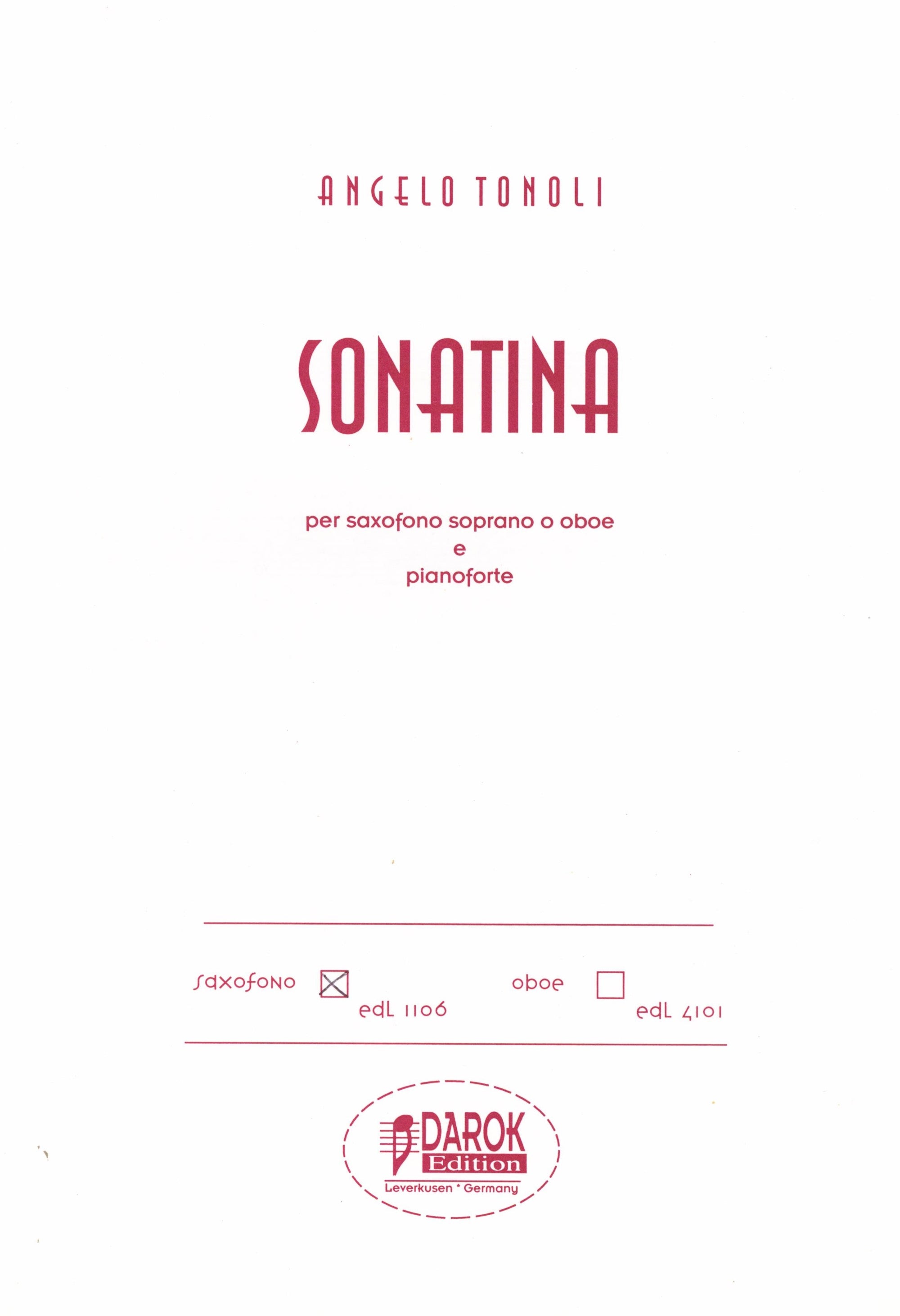 Tonoli: Sonatina for Saxophone and Piano