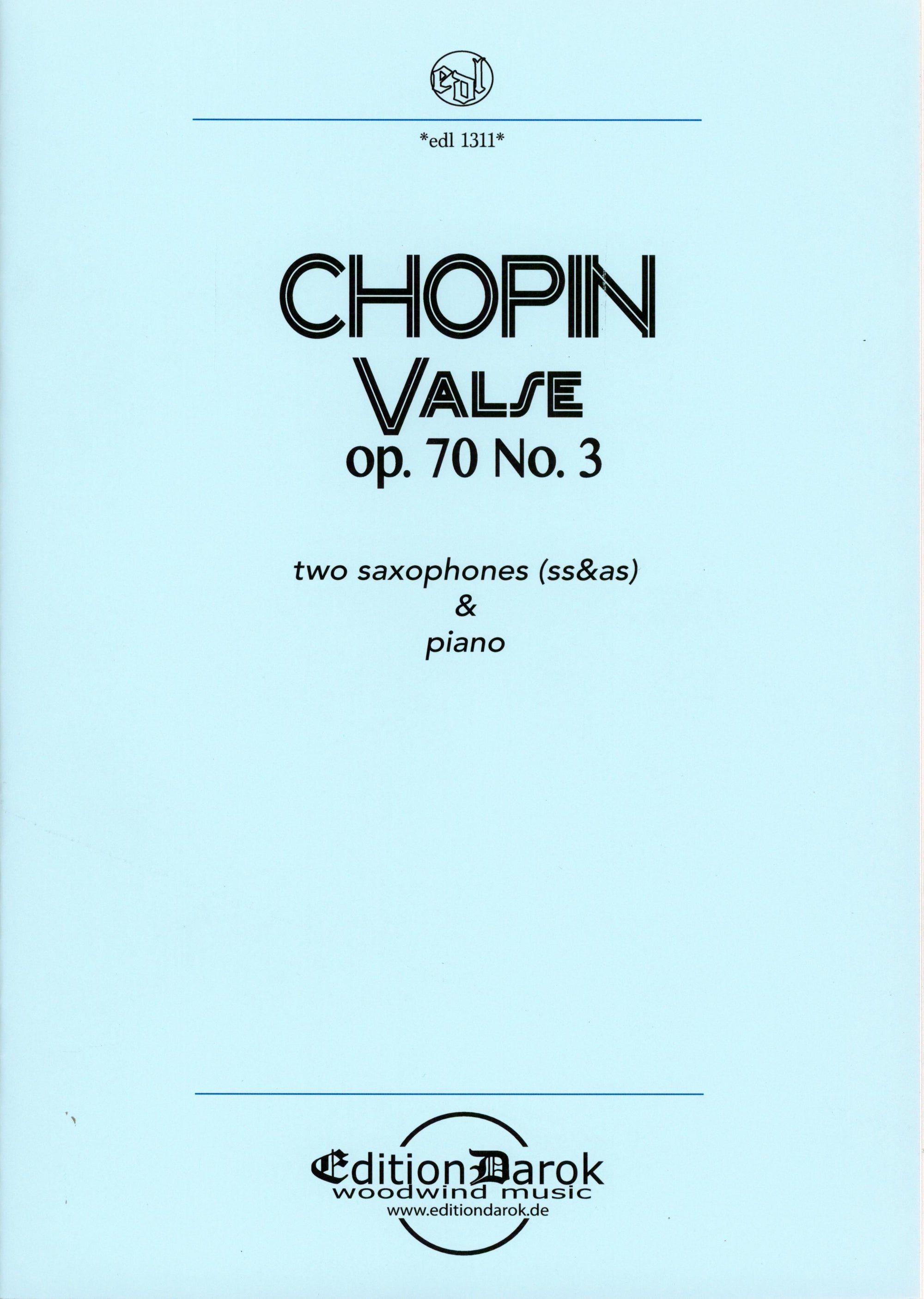 Chopin: Waltz, Op. posth. 70, No. 3 (arr. for 2 saxophones & piano)