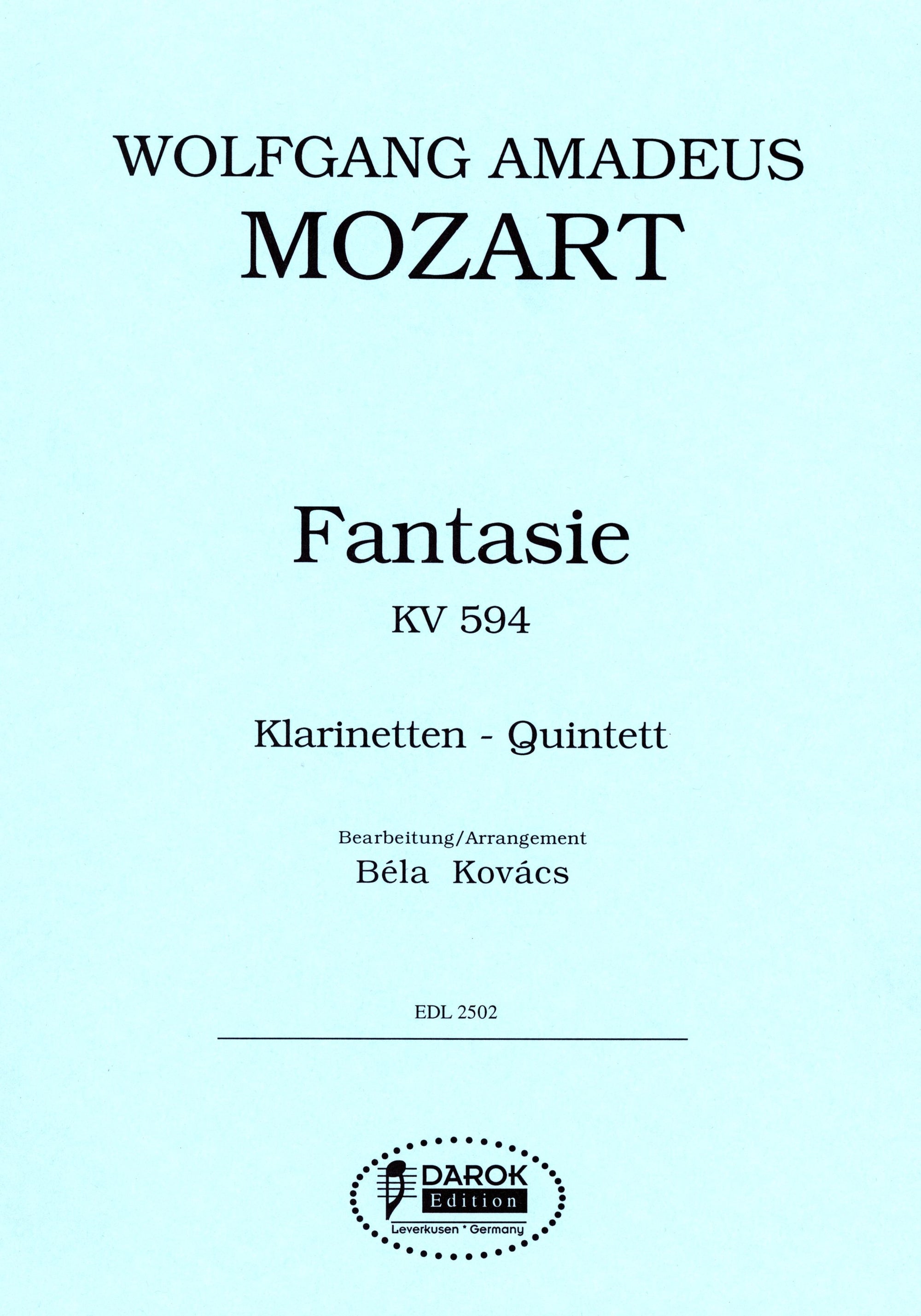 Mozart: Fantasy in F Minor, K. 594 (arr. for clarinet quintet)