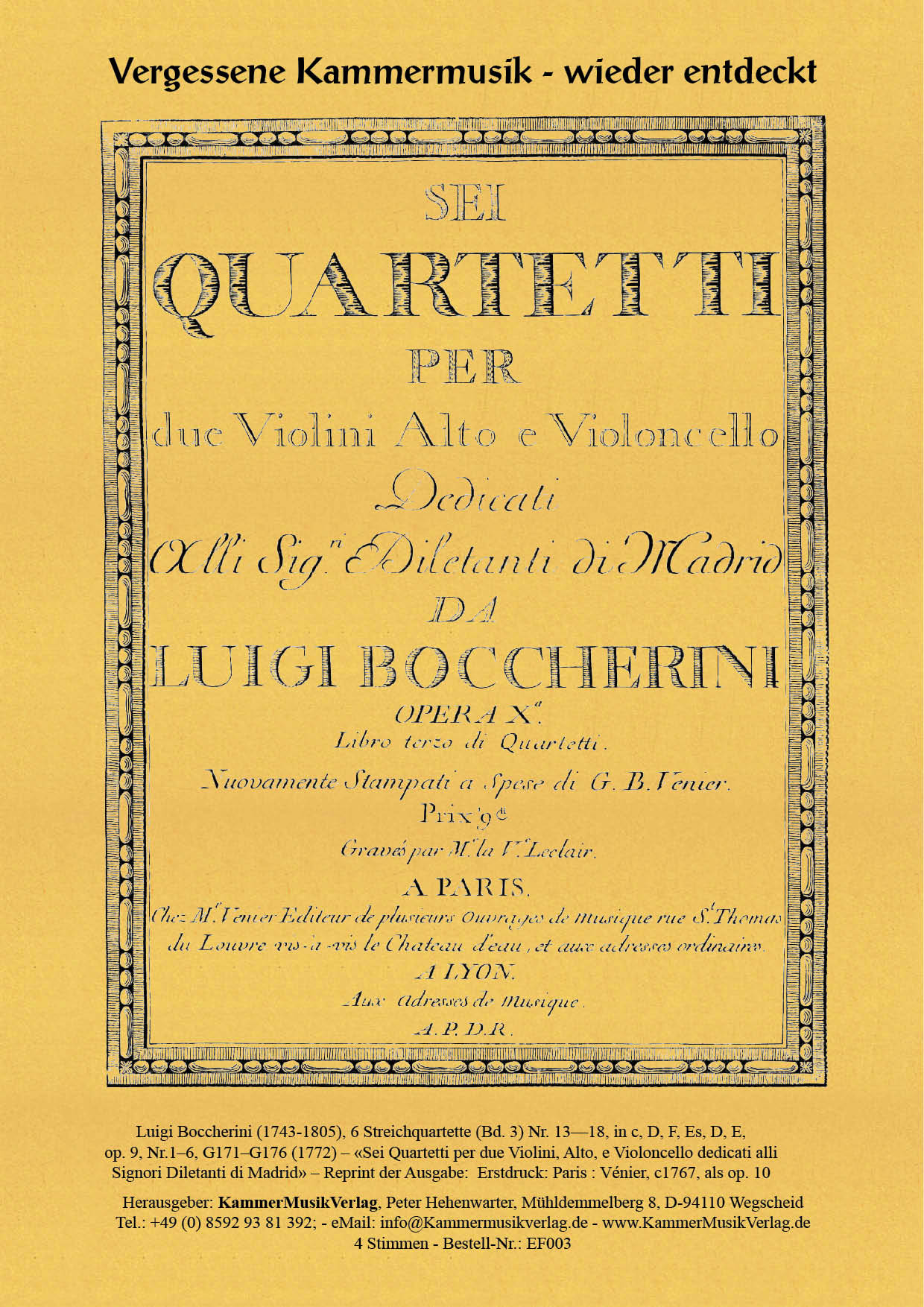 Boccherini: String Quartets Nos. 13-18, G 171-176, Op. 9
