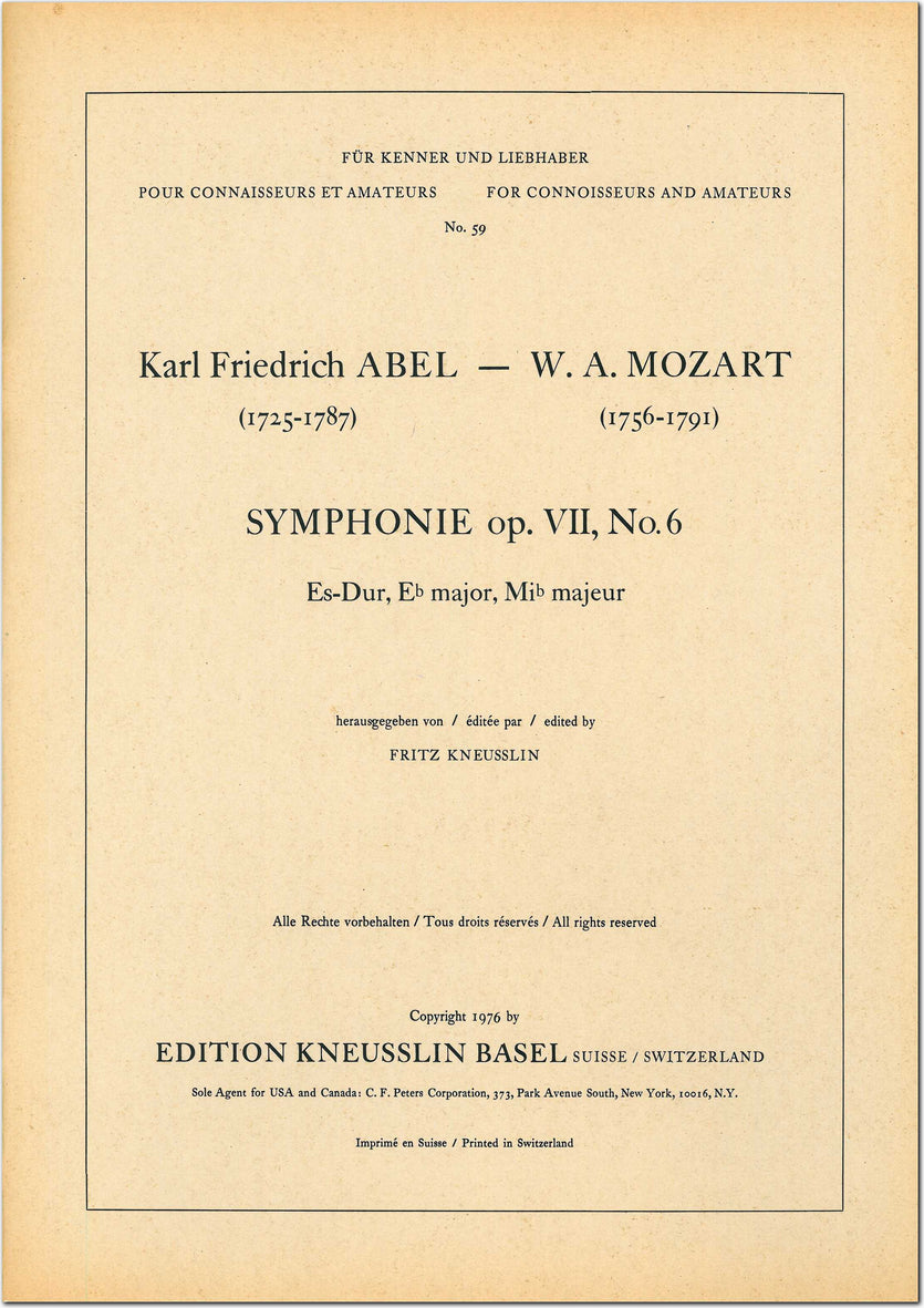 Abel-Mozart: Symphony in E-flat Major, WK 18, Op. 7, No. 6