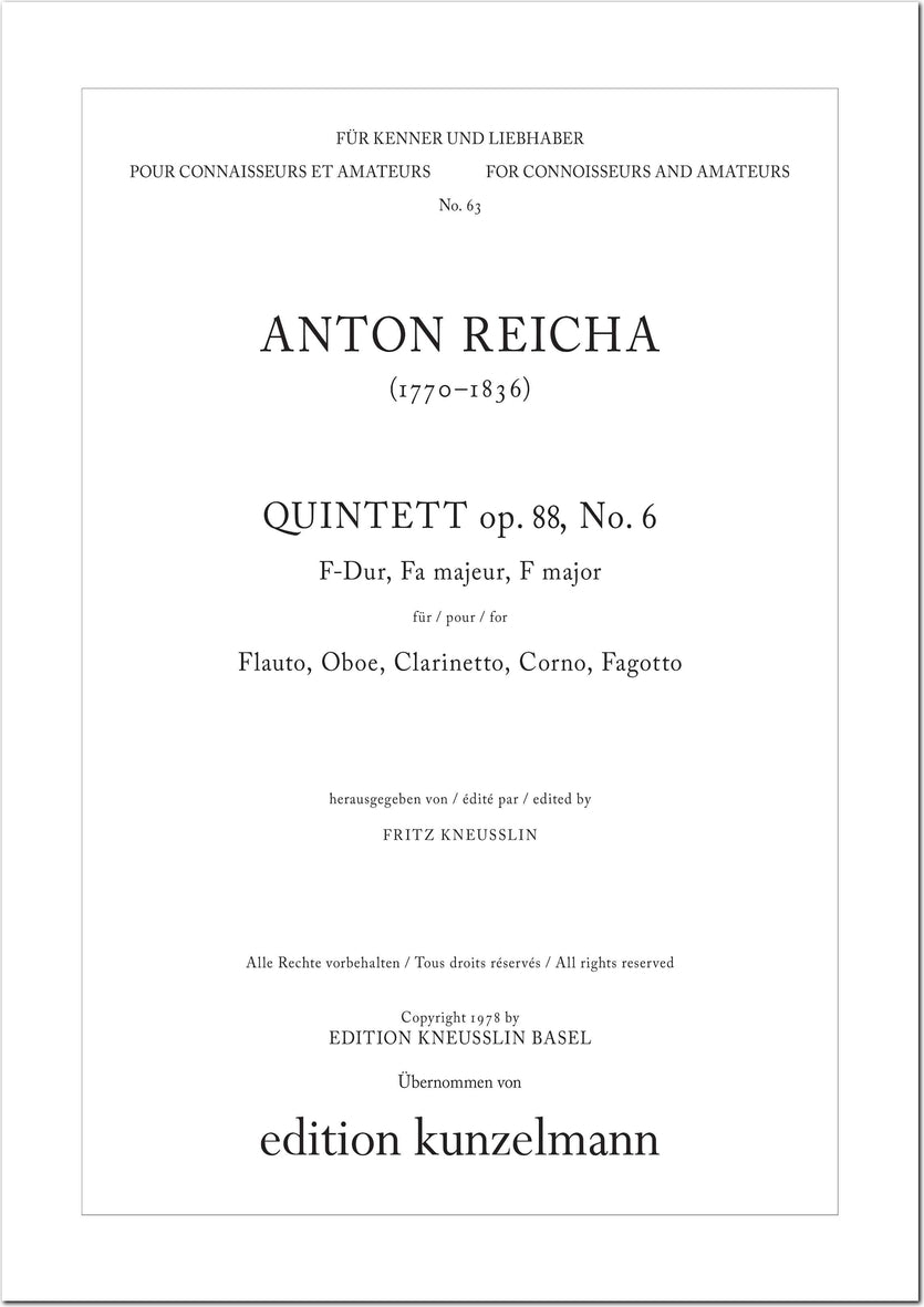 Reicha: Wind Quintet in F Major, Op. 88, No. 6