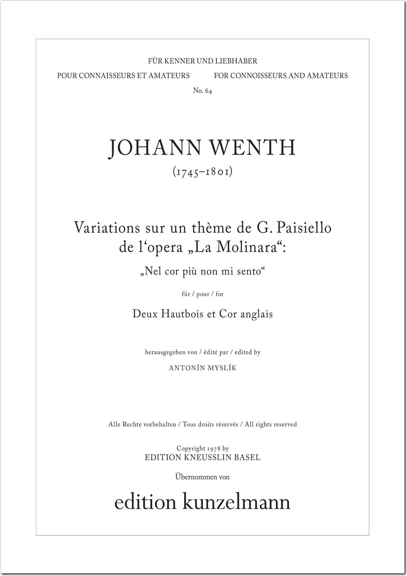 Wenth: Variations on a Theme from Paisiello's "La Molinara"